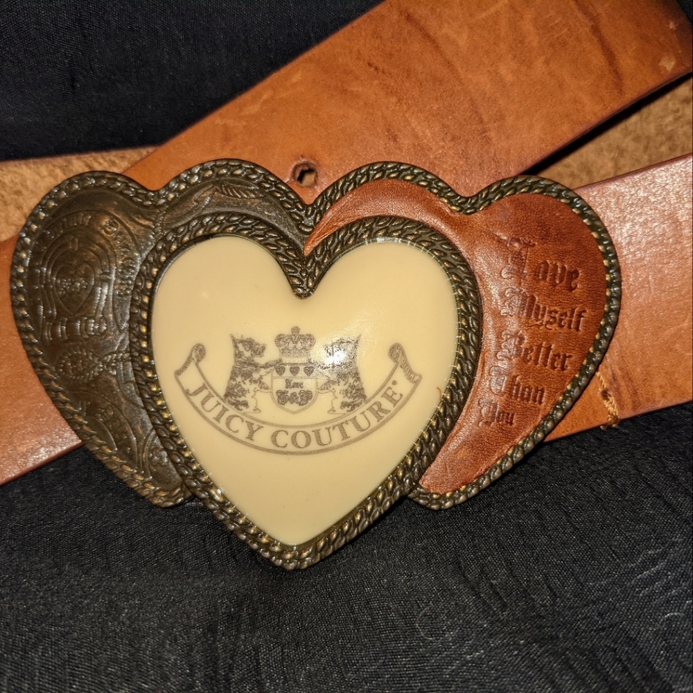 Vintage Juicy Couture Belt 3 hearts opal + leather